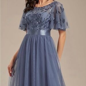 Elegant Haze Blue Tulle Dress